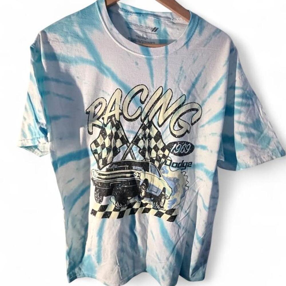 Dodge racing tee with blue white TIE-DYE
